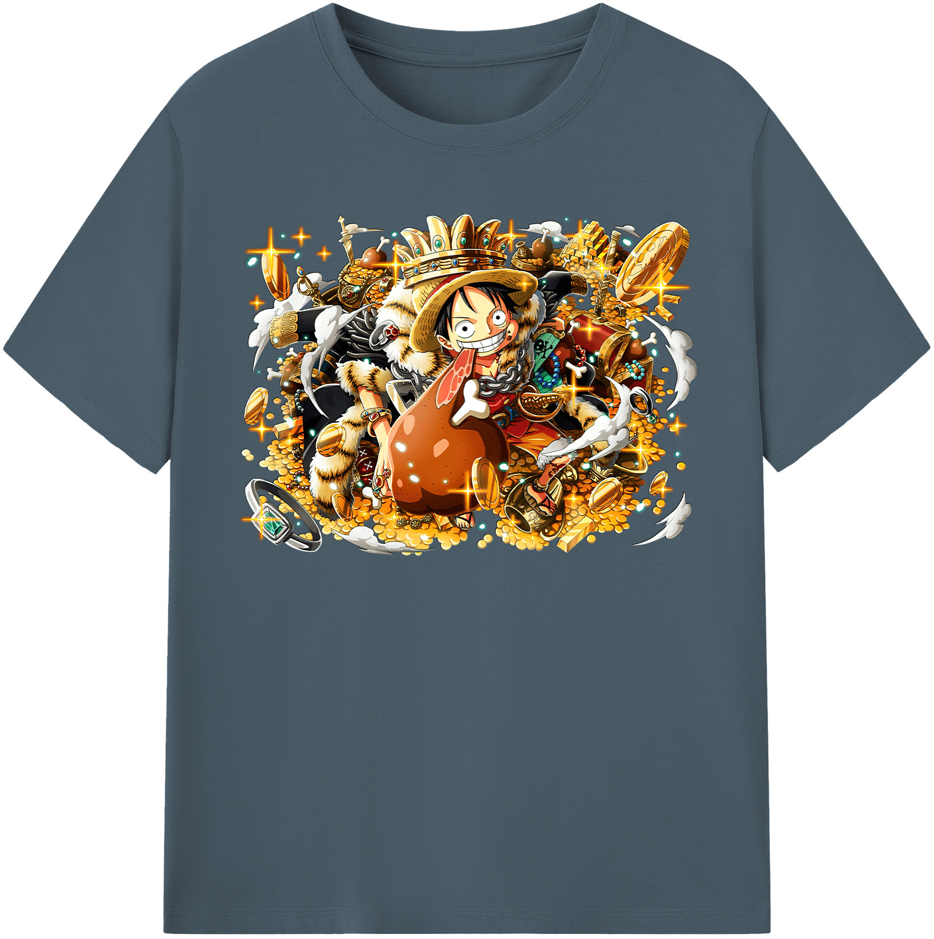 ワンピース モンキー・D・ルフィ ONE PIECE Monkey D. Luffy 綿100％半袖Tシャツ（フロントプリント）